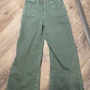 Mica Wide Leg Women's Jeans in Olive Green